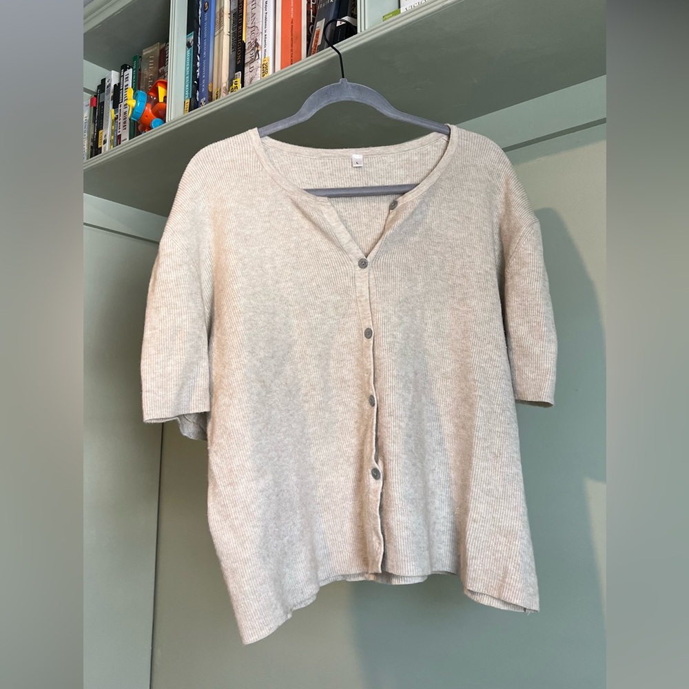 Lightweight Cardigan Short-sleeve Button Down - Fashion